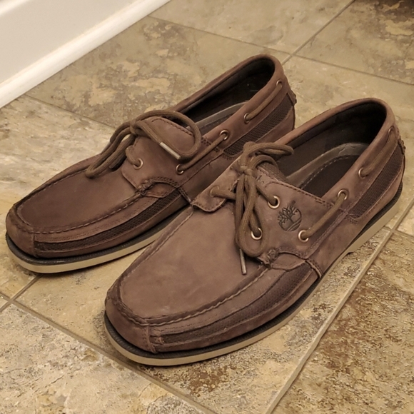 Timberland Men's Classic 2-Eye Boat Shoes 9.5 brown genuine leather - Picture 1 of 8